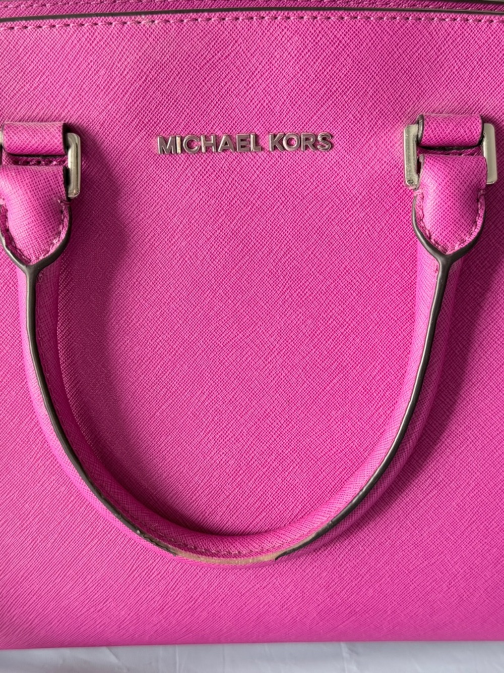 Michael Kors Hot Pink Saffiano Leather Satchel - Picture 2 of 9